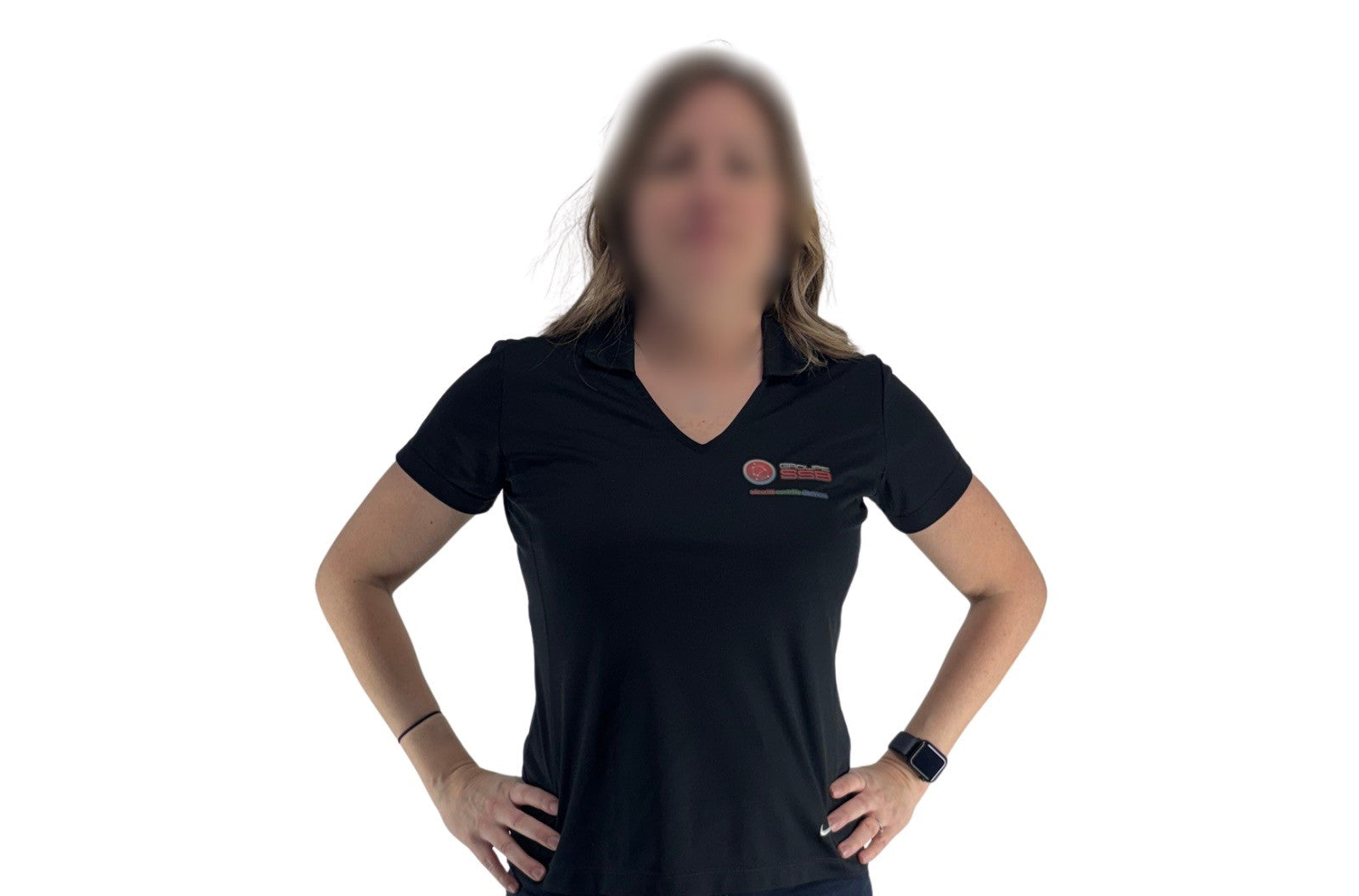 T-shirt noir col en V (Femme)
